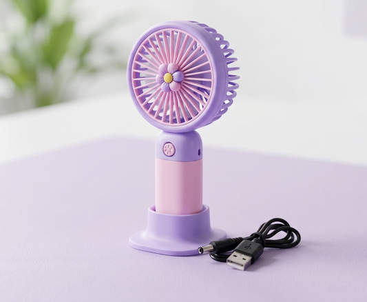 Mini Portable USB Rechargeable Hand Fan | 2-in-1 Handheld & Desk Cooling Fan