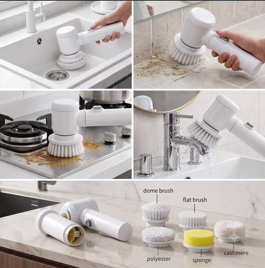 5-in-1 Electric Spin Scrubber for Kitchen, Bathroom & Home Cleaning